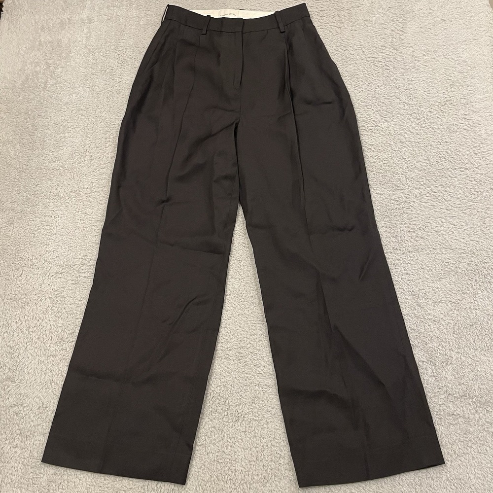 LouLou Studio Cadar Pants Women Medium Black Pleated Wide Leg Viscose Linen
